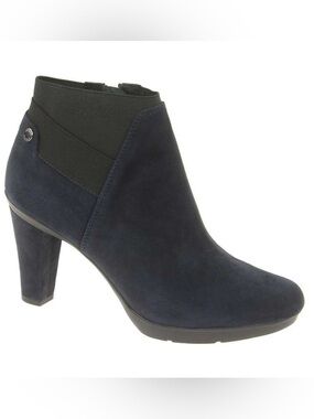 Geox Respira Inspiration Navy Goat Suede Leather Ankle Boots